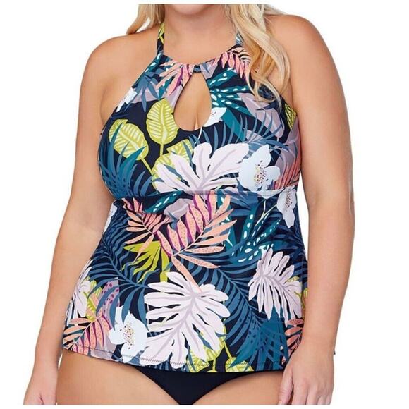 Raisins Curve Black Whitehaven Bloom Rosalie Tankini Top 16W - Picture 1 of 8